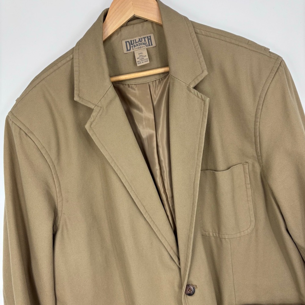 Duluth Trading Co Fire Hose Presentation Jacket Mens 2XL Khaki Canvas Blazer